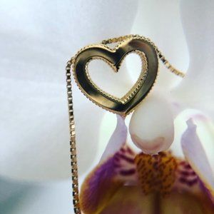 14K Heart Pendant on Adjustable Chain NEW IN BOX
